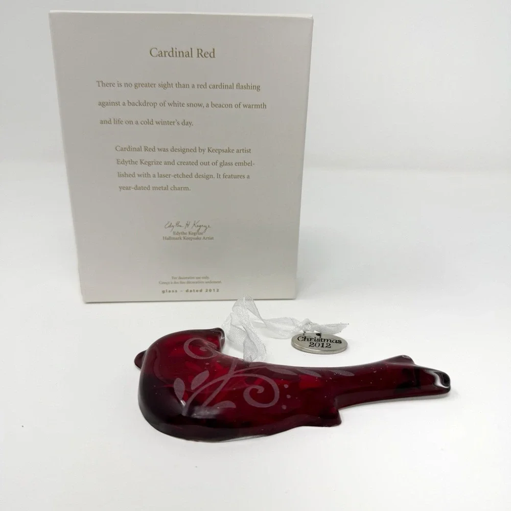 Hallmark Keepsake Cardinal Red Glass Bird Ornament  2012 MIB